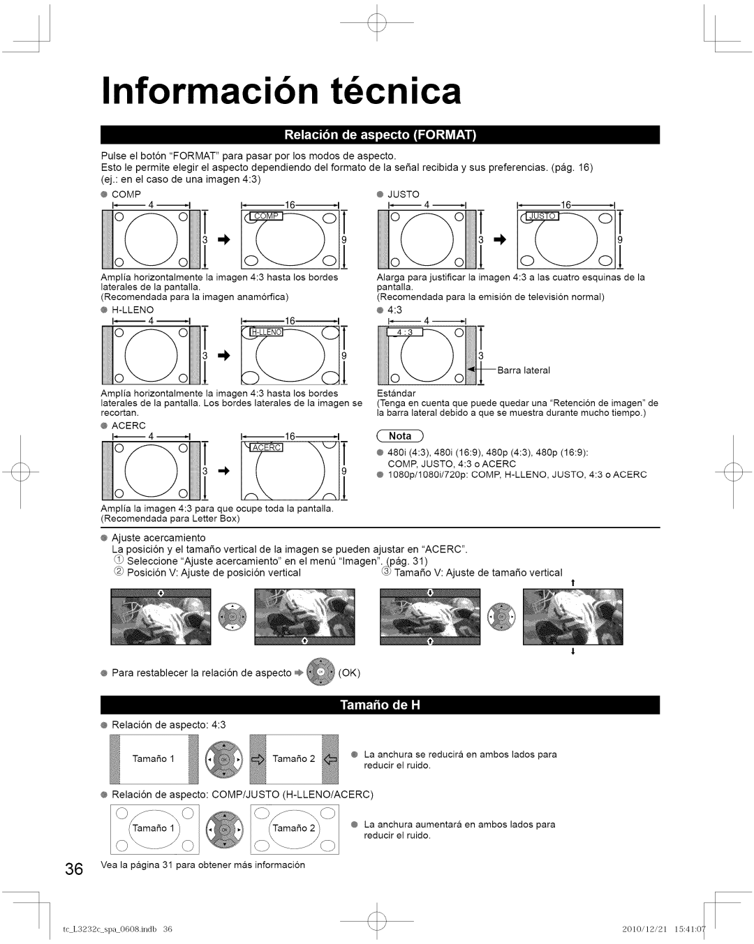 Panasonic TC-L3232C manual Informacibn tdcnica, IIlffi B, @ Comp 