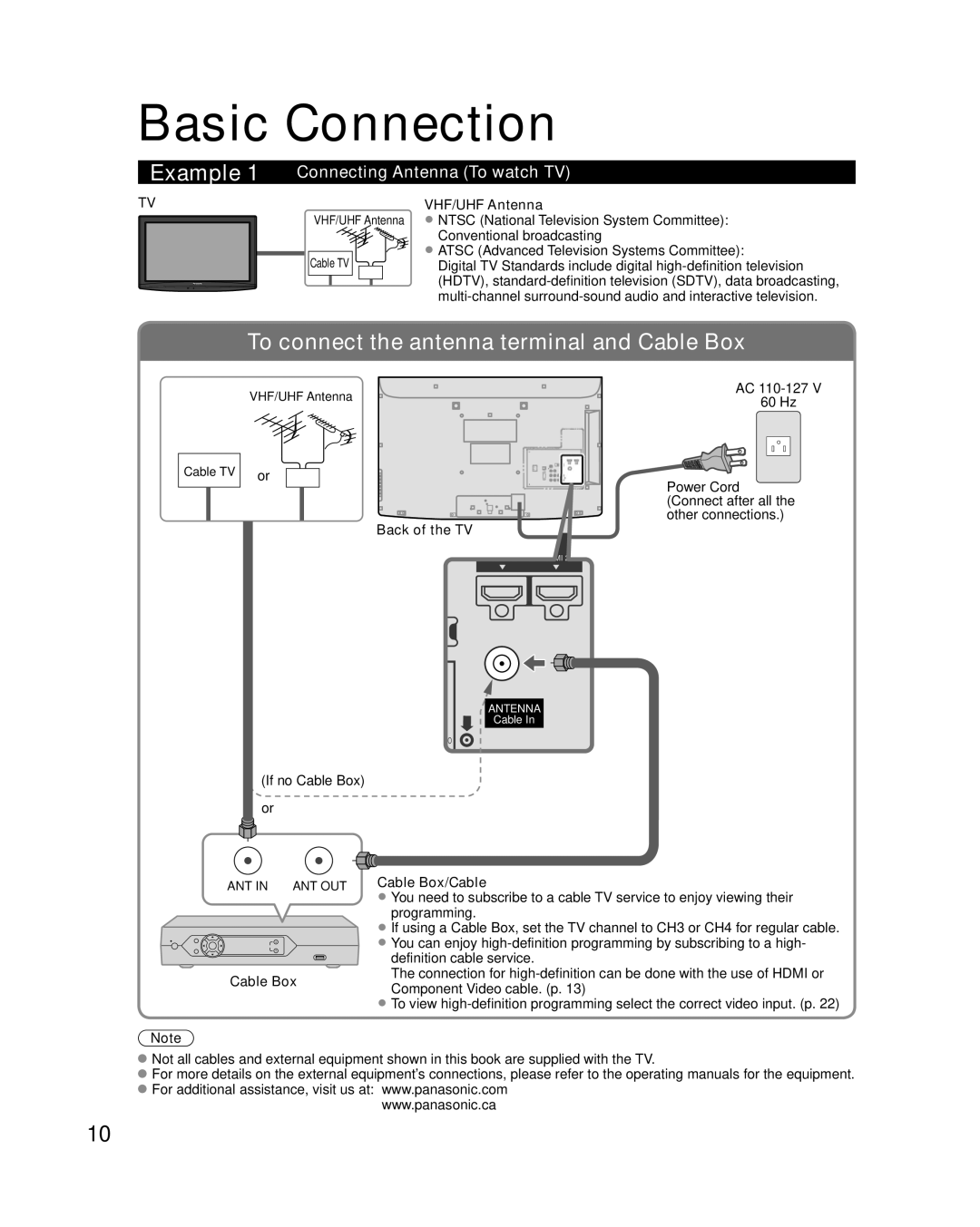 Panasonic TC-L26X1, TC-L32X1, TC-L37X1 Basic Connection, Connecting Antenna To watch TV, VHF/UHF Antenna, Back of the TV 