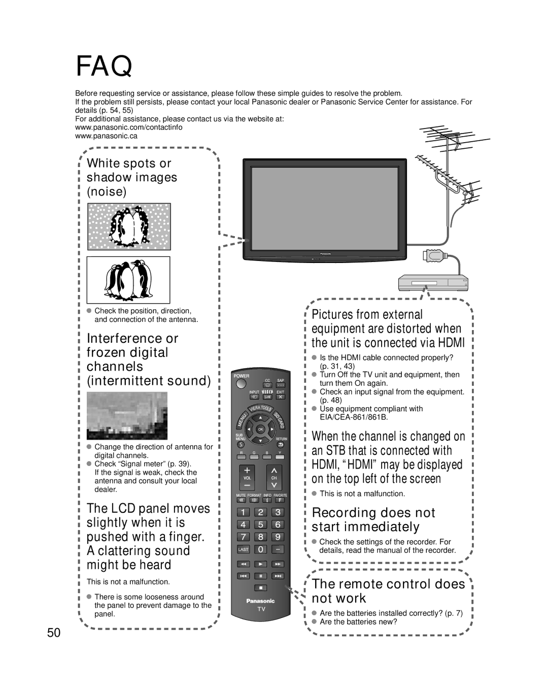 Panasonic TC-L32X2, TC-L37X2 Check the position, direction, and connection of the antenna, This is not a malfunction 