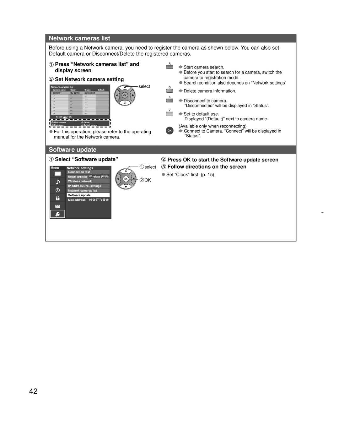 Panasonic TC-L32X30 owner manual Network cameras list, Software update 