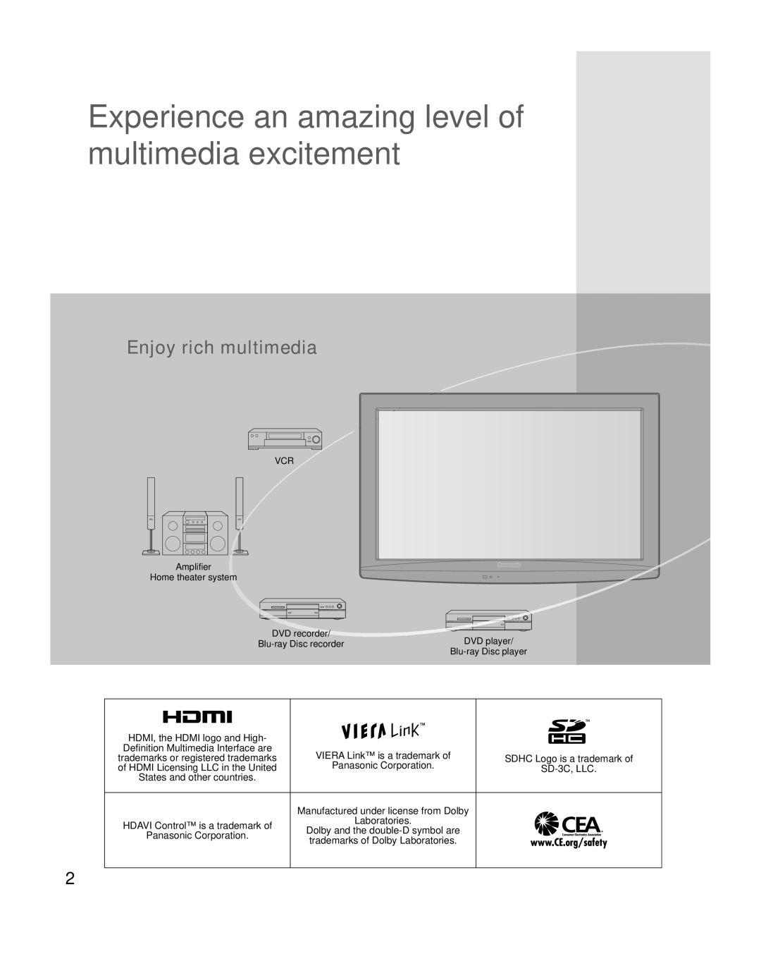 Panasonic TC-L37C22, TC-L32C22 Experience an amazing level of multimedia excitement, HDMI, the Hdmi logo and High 