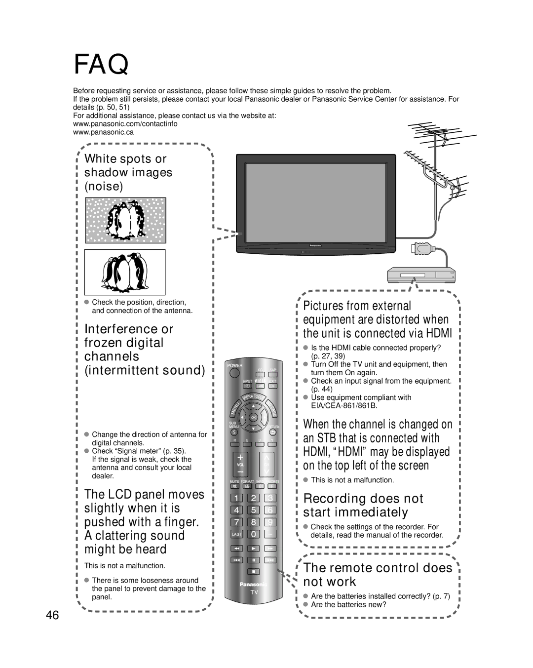 Panasonic TC-L32C22, TC-L37C22 Check the position, direction, and connection of the antenna, This is not a malfunction 