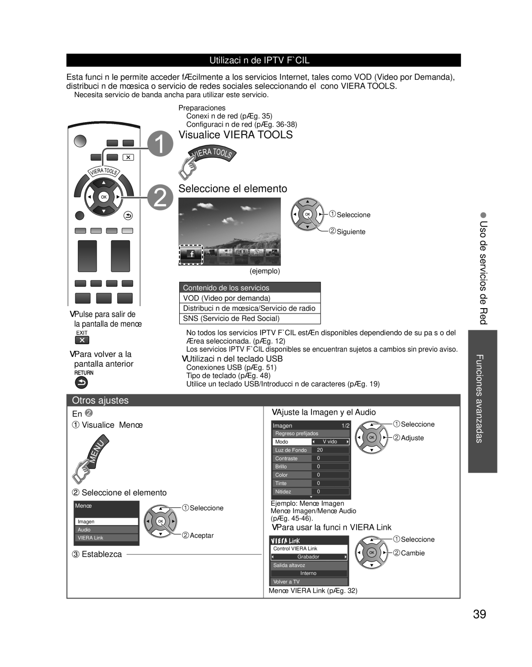 Panasonic TC-L37E3, TC-L32E3 Uso de servicios de Red Funciones, Otros ajustes, Utilización de Iptv Fácil, Avanzadas 