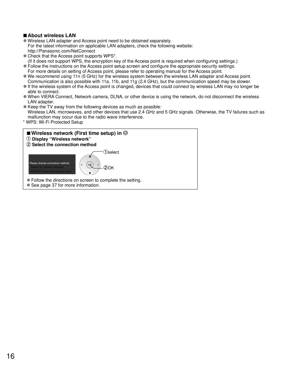 Panasonic TC-L42D30 owner manual About wireless LAN, Wireless network First time setup 