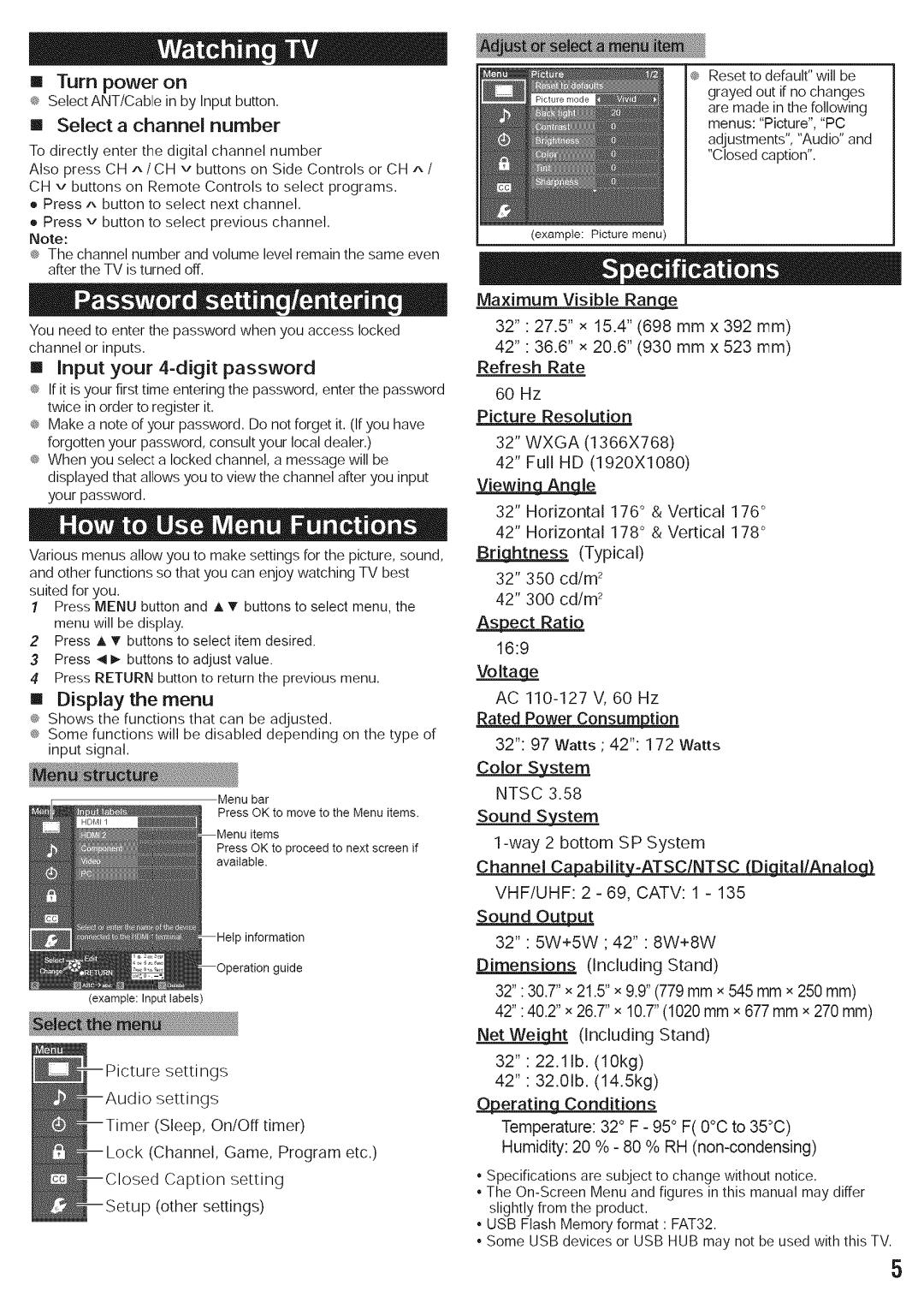 Panasonic TC-L42USX manual Turn power on, Select a channel number, Input your 4-digit password 