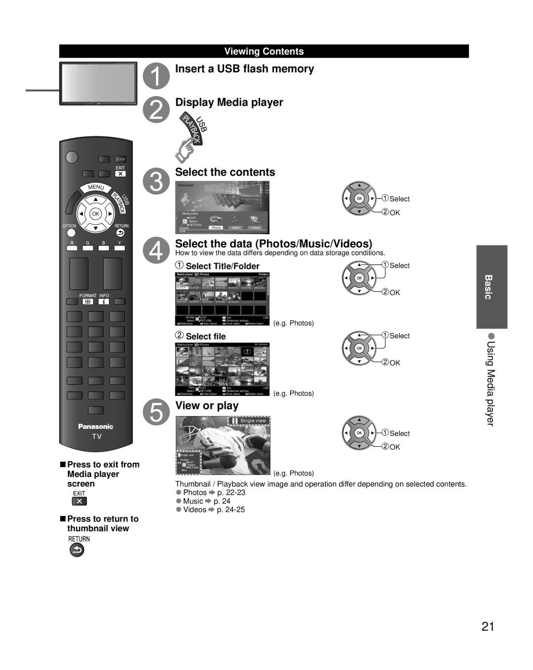 Panasonic TC-L50EM5 owner manual Select the contents 