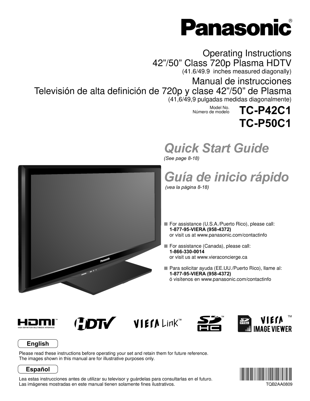 Panasonic TC-P50C1, TC-P42C1 quick start Guía de inicio rápido, Viera 