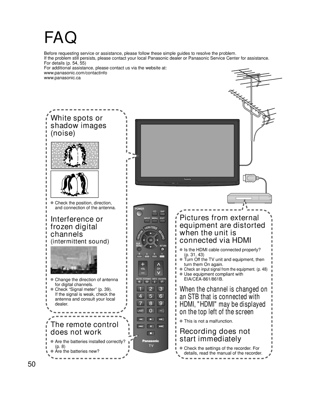 Panasonic TC-P42C1, TC-P50C1 quick start Faq, Intermittent sound 