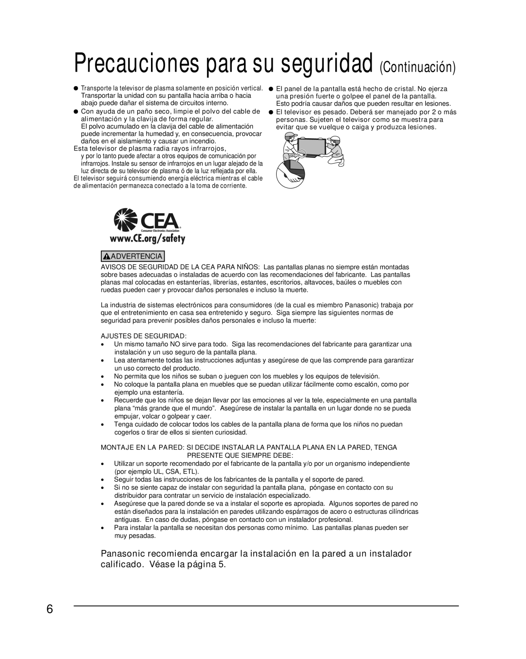 Panasonic TC-P42G10 Precauciones para su seguridad Continuación, Esta televisor de plasma radia rayos infrarrojos 