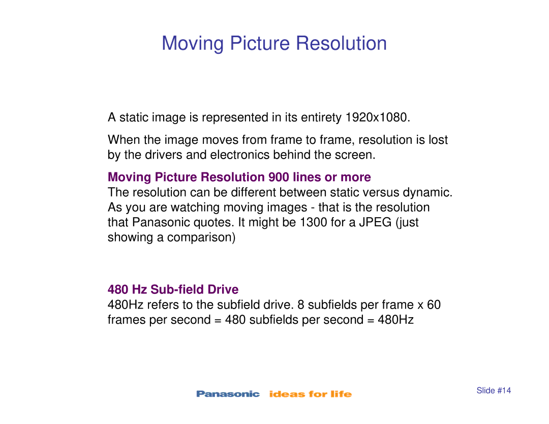 Panasonic TC-P50X1, TC-P42S1, TC-P50S1, TC-P46S1, TC-P42X1 manual Moving Picture Resolution 900 lines or more 