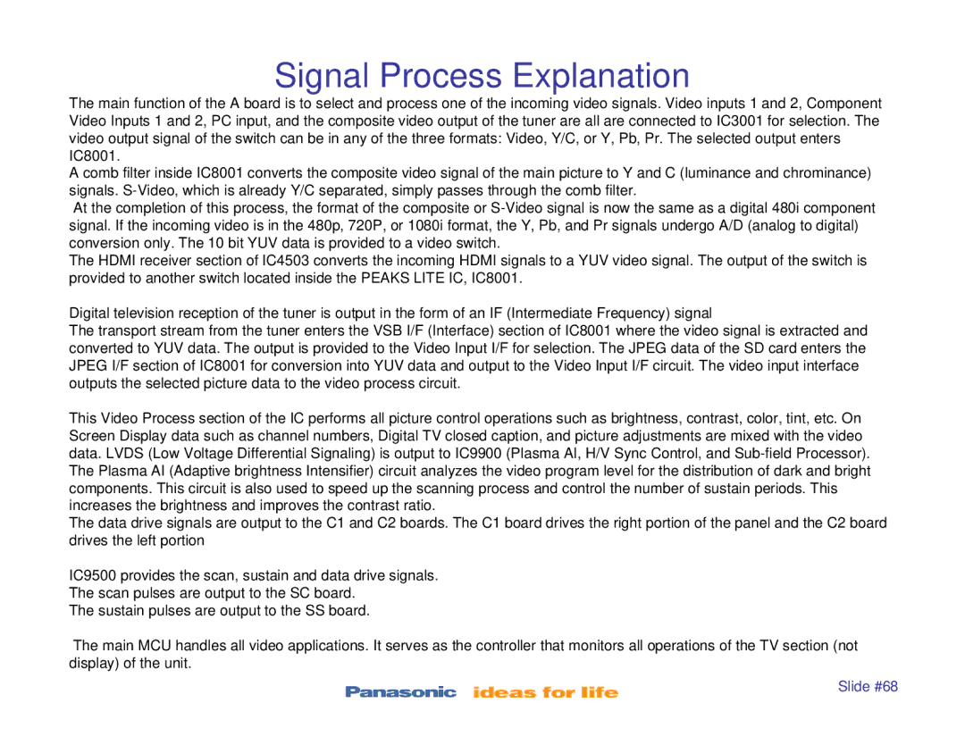 Panasonic TC-P42X1, TC-P42S1, TC-P50S1, TC-P46S1, TC-P50X1 manual Signal Process Explanation 