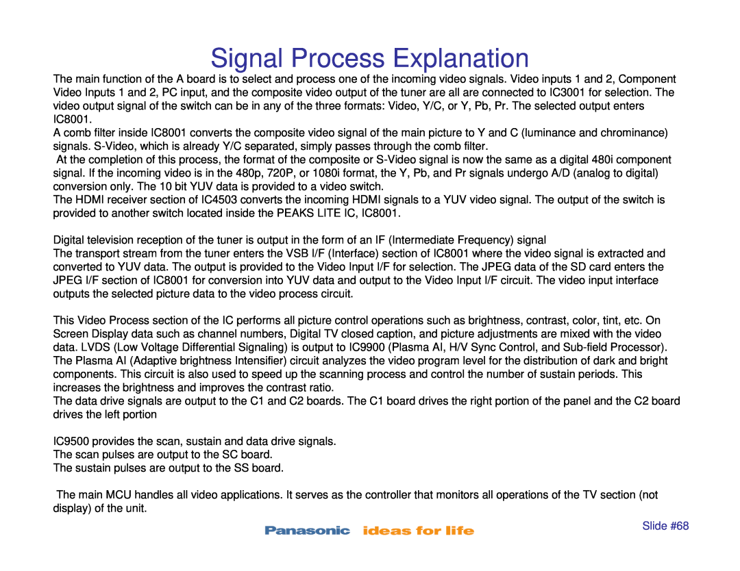 Panasonic TC-P42X1, TC-P42S1, TC-P50S1, TC-P46S1, TC-P50X1 manual Signal Process Explanation, Slide #68 