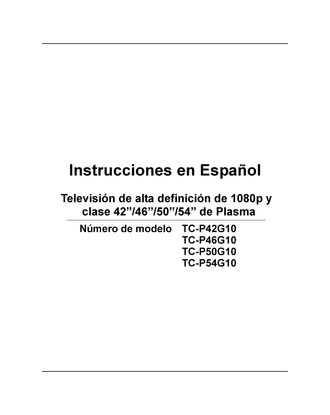 Panasonic TC-P50G10, TC-P46G10, TC-P54G10 quick start Instrucciones en Español 