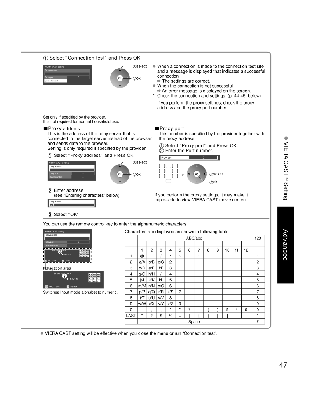 Panasonic TC-P46G15, TC-P50G15 quick start Proxy port 