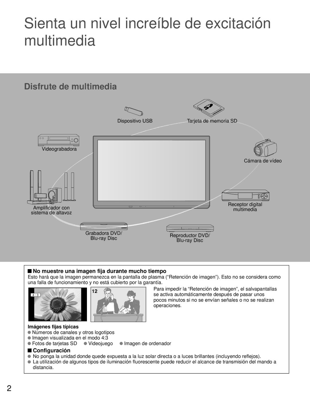 Panasonic TC-P46ST30, TC-P50ST30 No muestre una imagen fija durante mucho tiempo, Configuración, Imágenes fijas típicas 