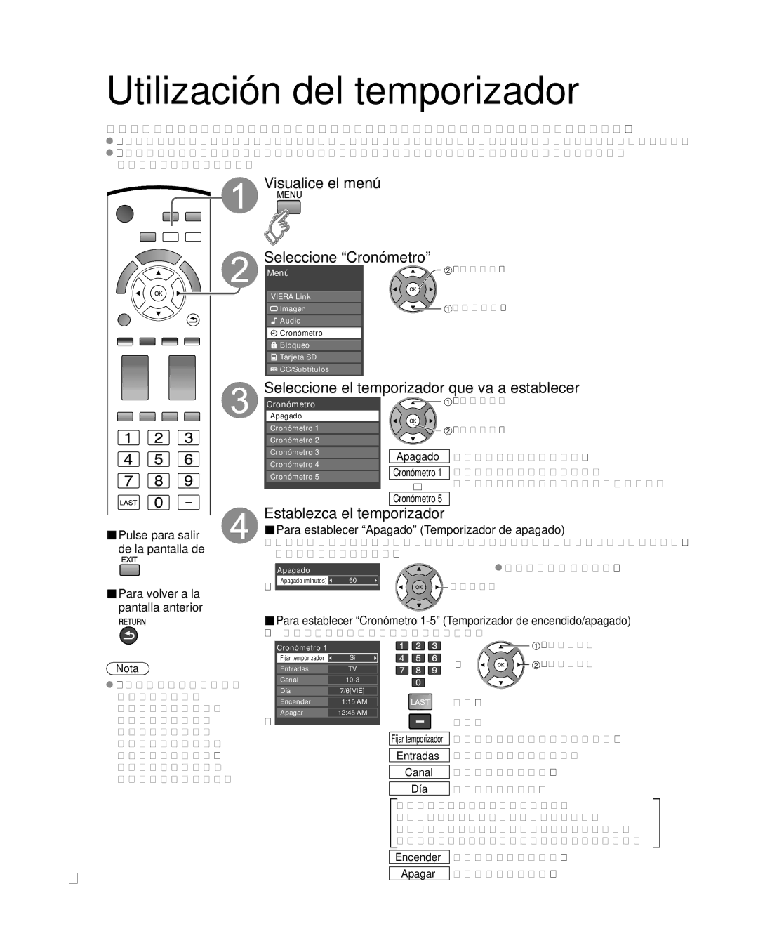 Panasonic TC P50U1 Utilización del temporizador, Visualice el menú Seleccione Cronómetro, Establezca el temporizador 