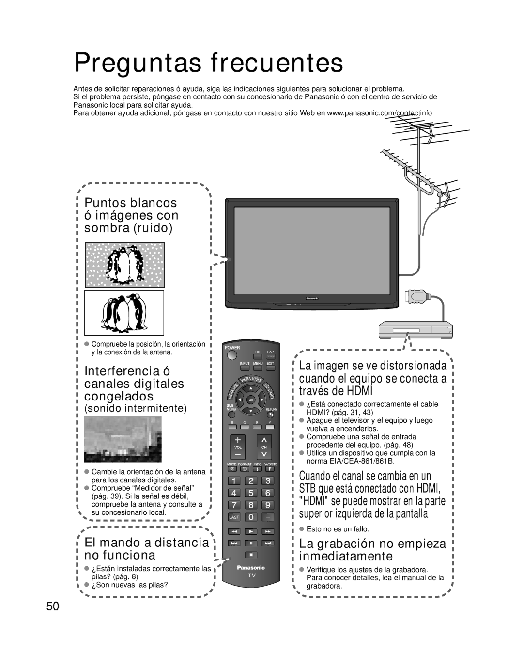 Panasonic TC P50U1 quick start Preguntas frecuentes, Sonido intermitente 