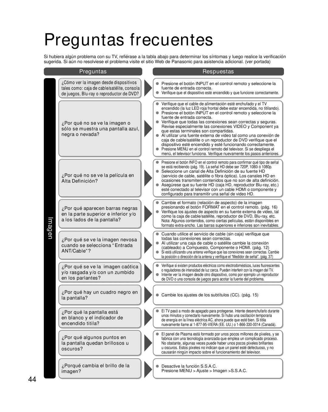 Panasonic TC-P50XT50 owner manual Preguntas frecuentes, Preguntas Respuestas, Cambie los ajustes de los subtítulos CC. pág 