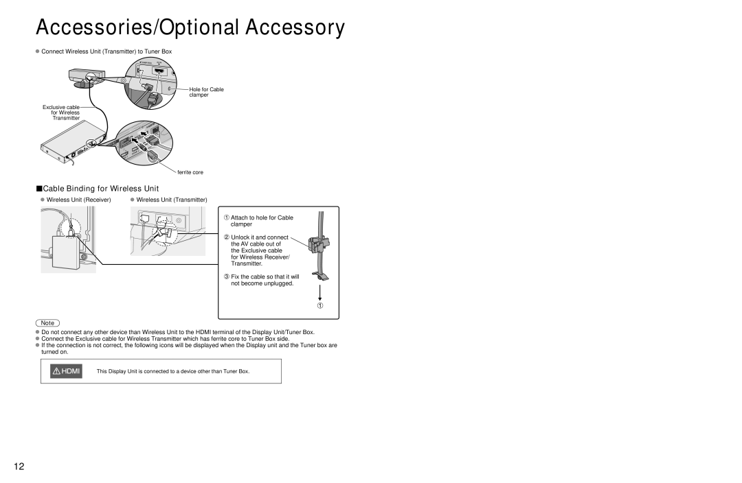 Panasonic TC-P54Z1 operating instructions Cable Binding for Wireless Unit, Connect Wireless Unit Transmitter to Tuner Box 