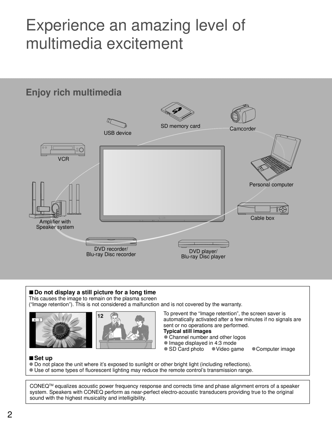 Panasonic TC-P55VT30, TC-P65VT30 owner manual Do not display a still picture for a long time, Set up, Typical still images 