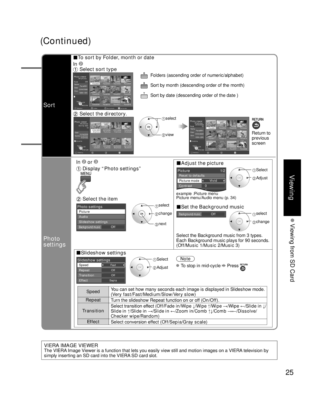 Panasonic TC-P58V10 quick start Sort, Photo 