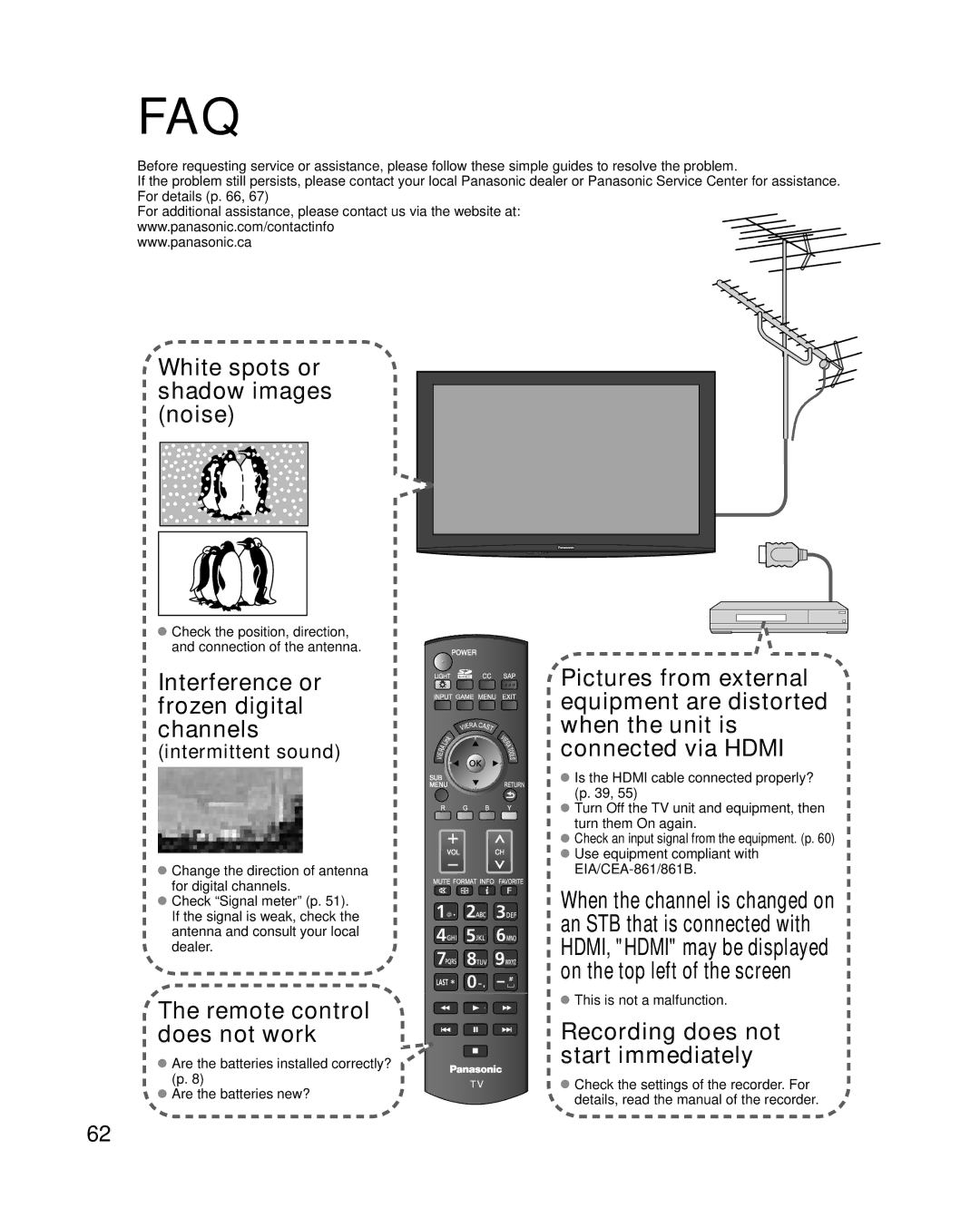 Panasonic TC-P58V10 quick start Faq, Intermittent sound 