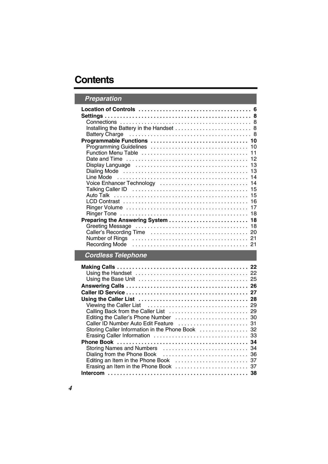 Panasonic TG2258PW operating instructions Contents 