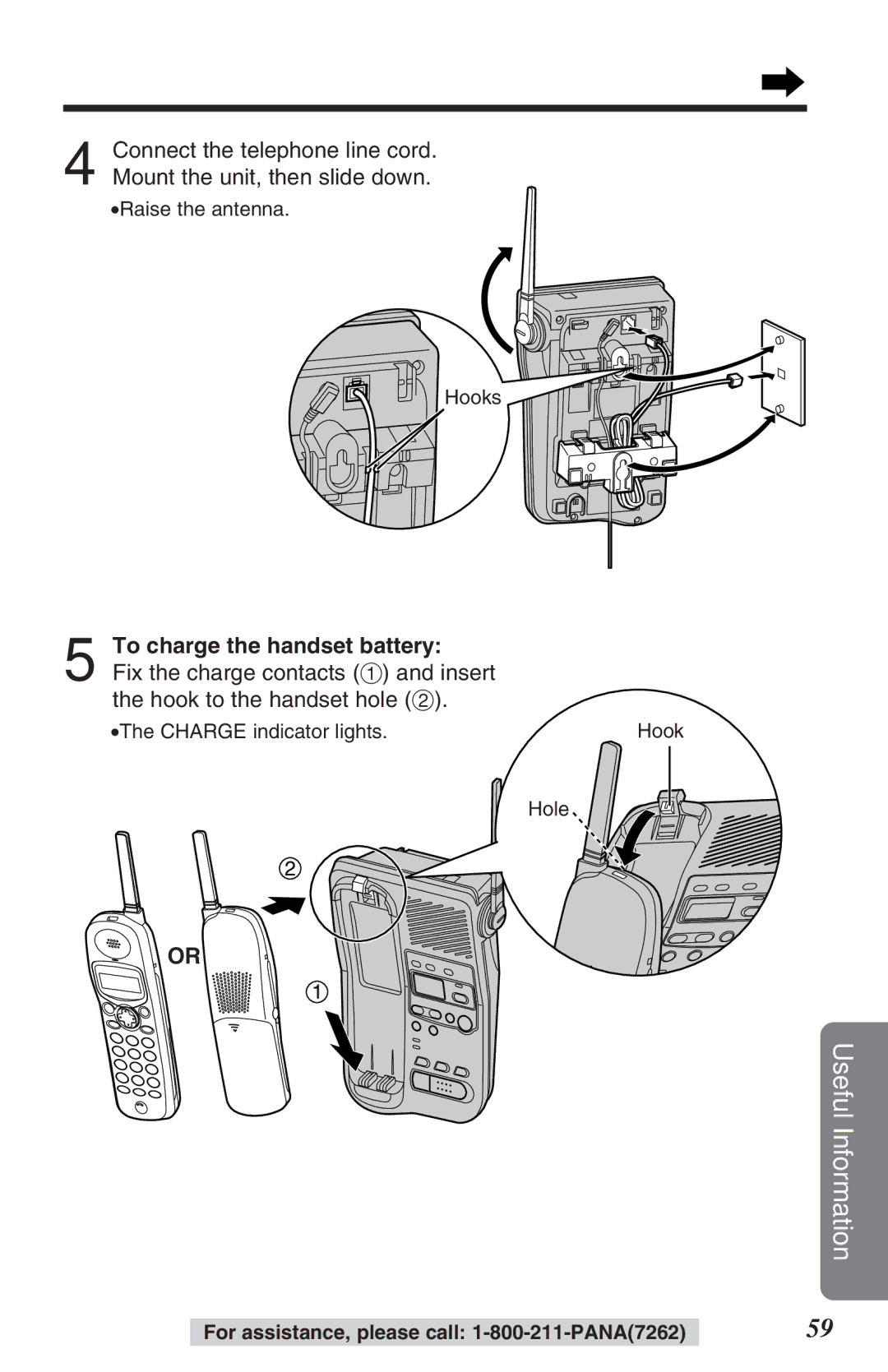 Panasonic TG2382PW operating instructions To charge the handset battery 