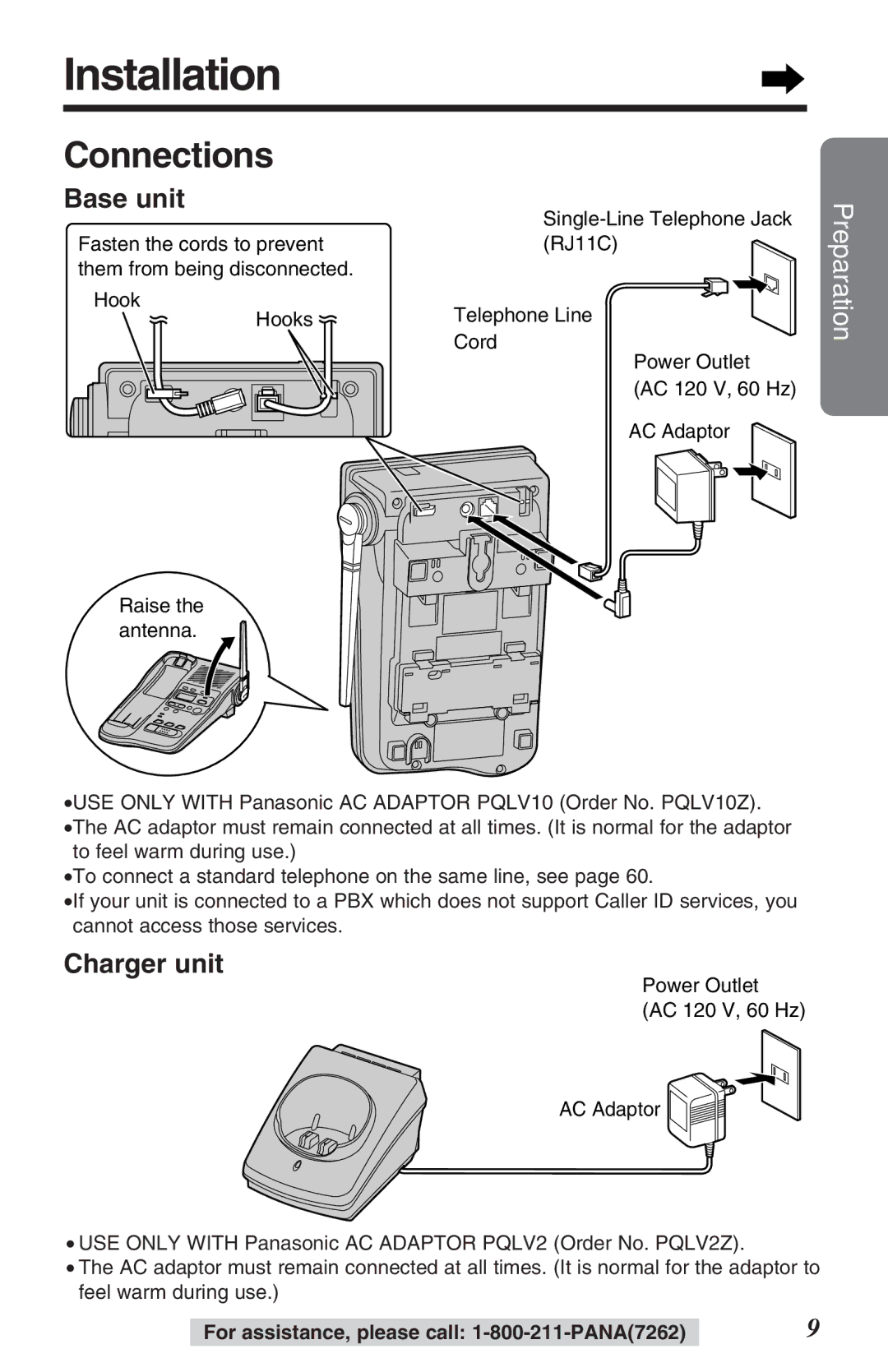 Panasonic TG2382PW operating instructions Installation, Connections 