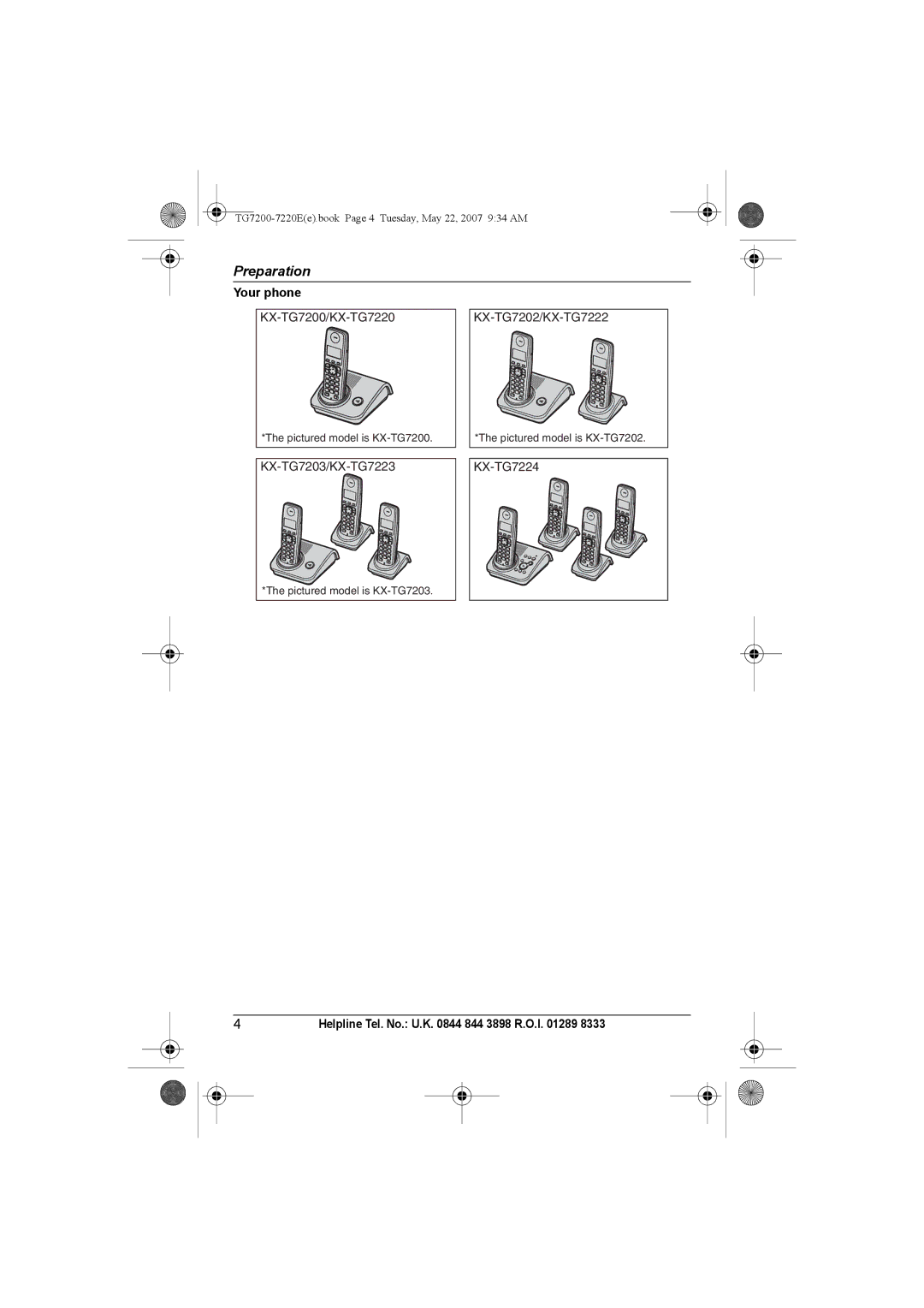 Panasonic TG7200-7220E operating instructions Your phone 