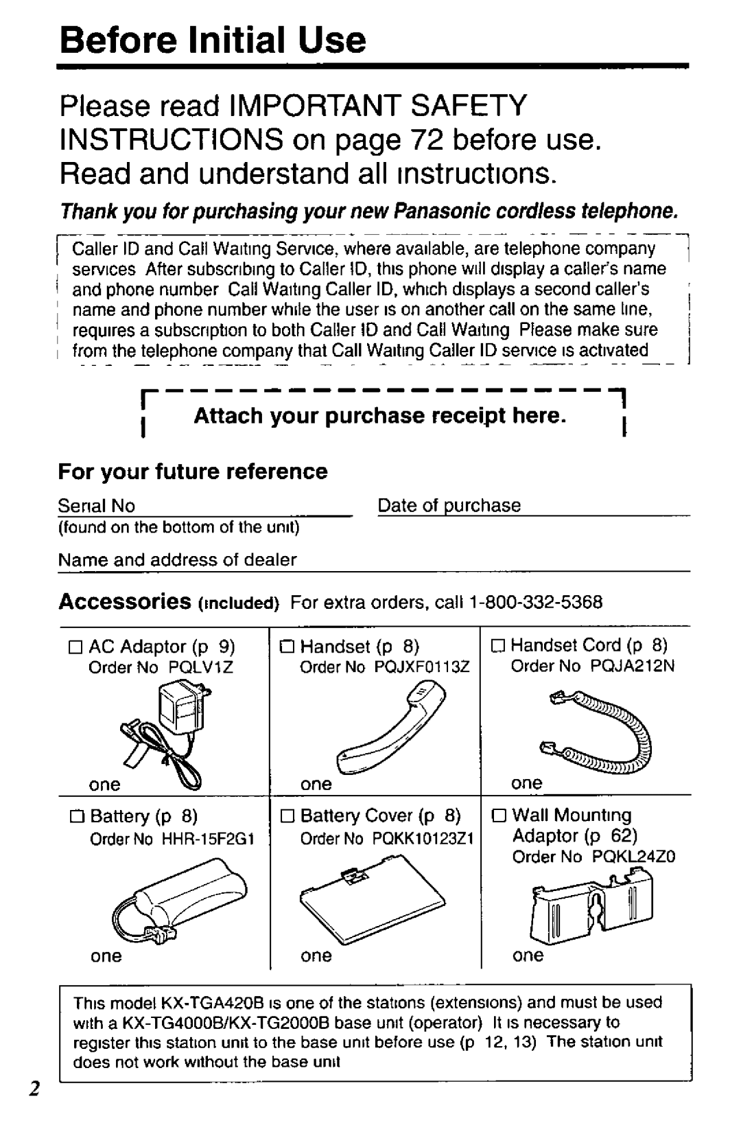 Panasonic TGA420B manual 