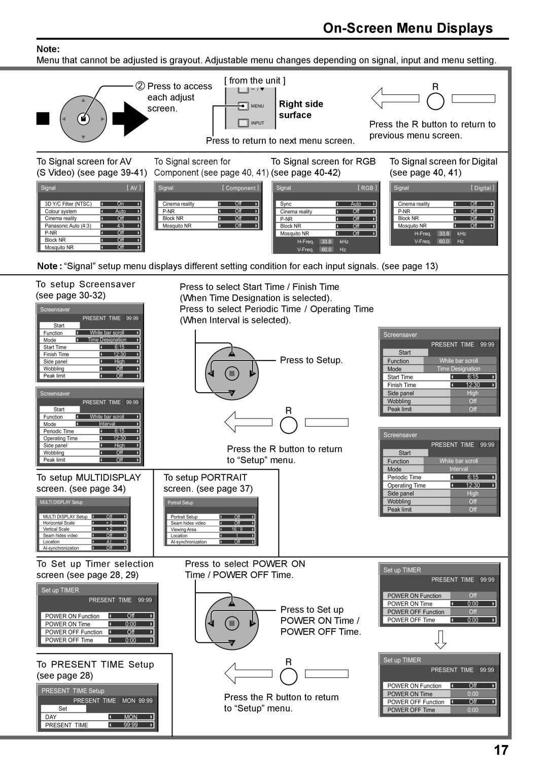 Panasonic TH-103PF10EK manual On-Screen Menu Displays, Signal 