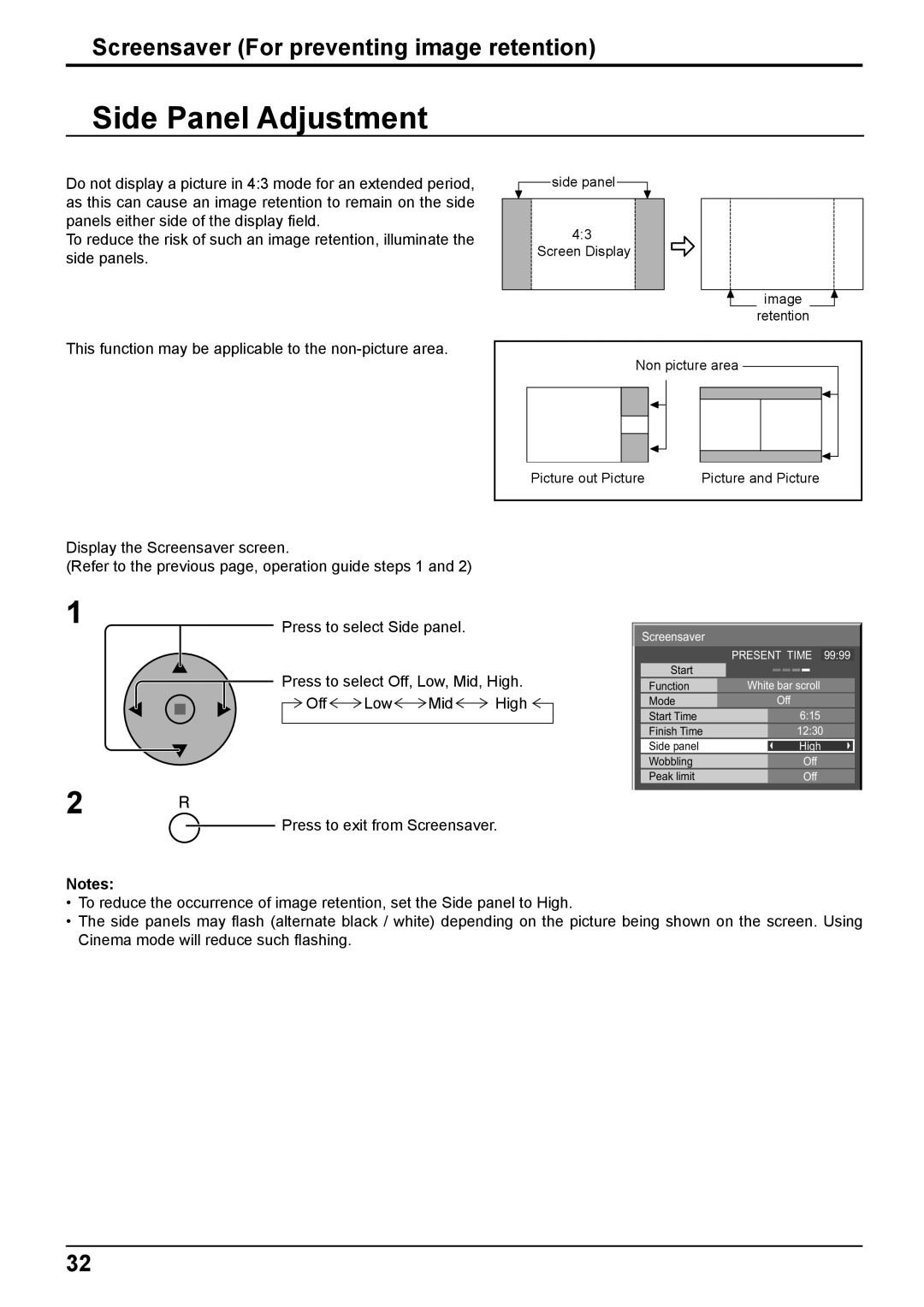 Panasonic TH-103PF10EK manual Side Panel Adjustment 