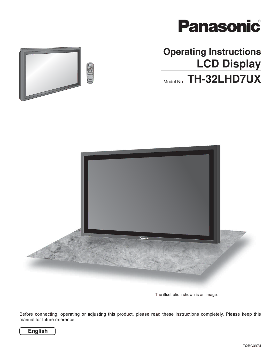 Panasonic manual LCD Display Model No. TH-32LHD7UX, Operating Instructions, English 