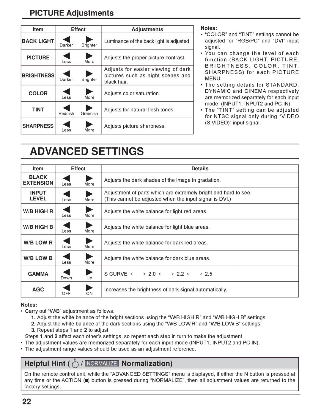 Panasonic TH-32LHD7UX manual Advanced Settings 