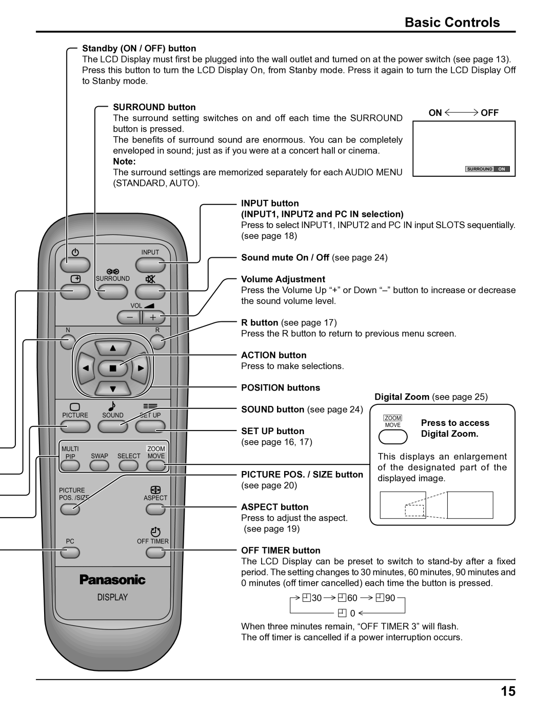 Panasonic TH-32LHD7UY manual On OFF 