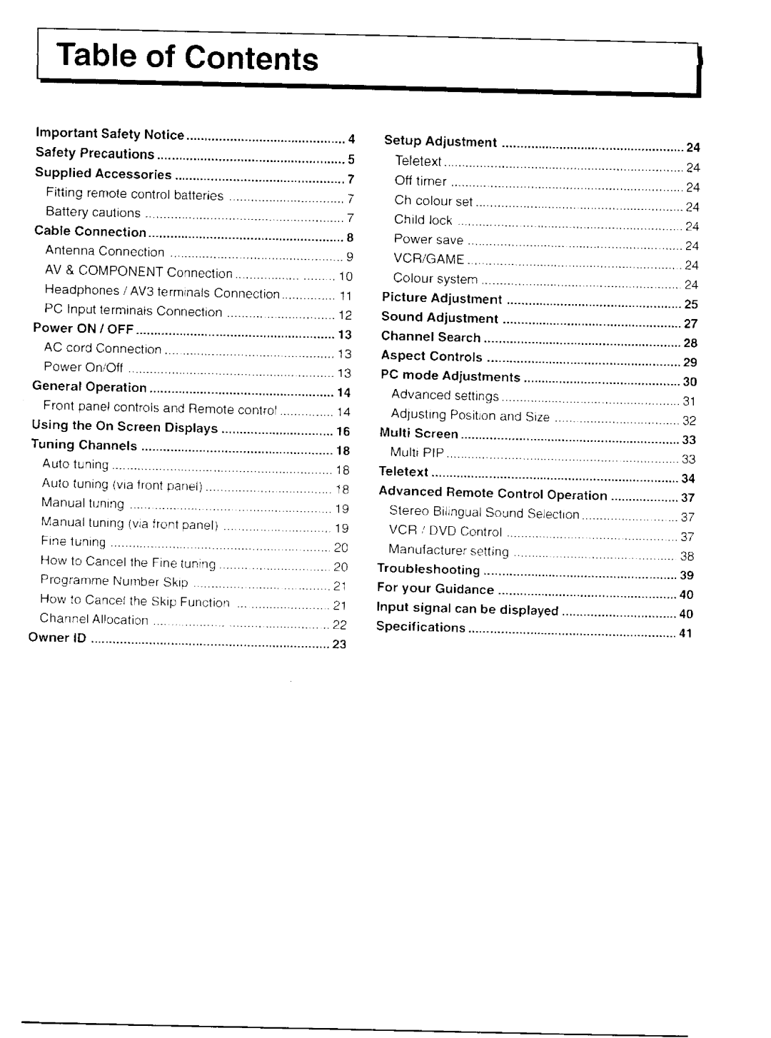 Panasonic TH-42P20, TH-37P20 manual 