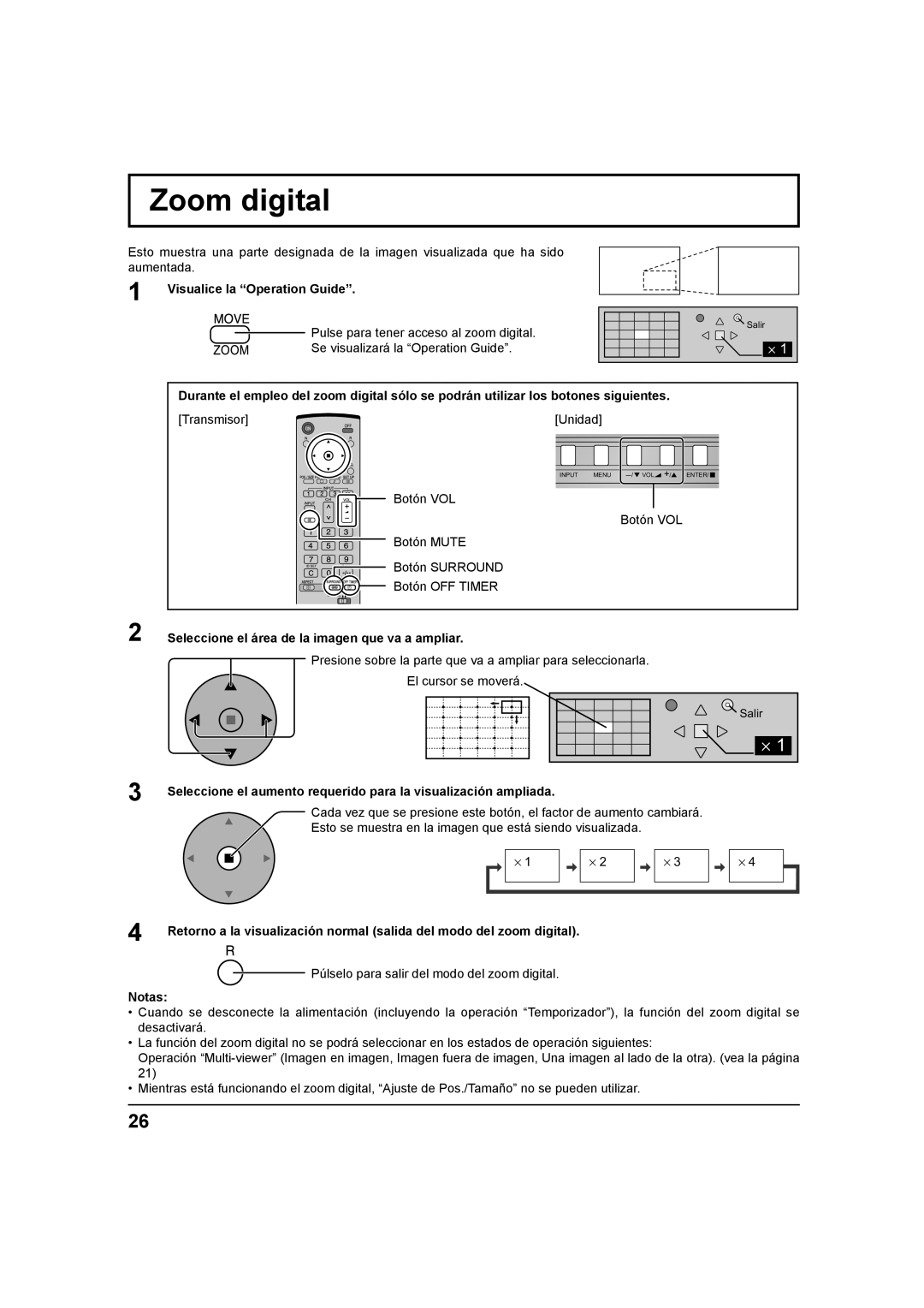 Panasonic TH 42PS9UK Zoom digital, Visualice la Operation Guide, Seleccione el área de la imagen que va a ampliar 