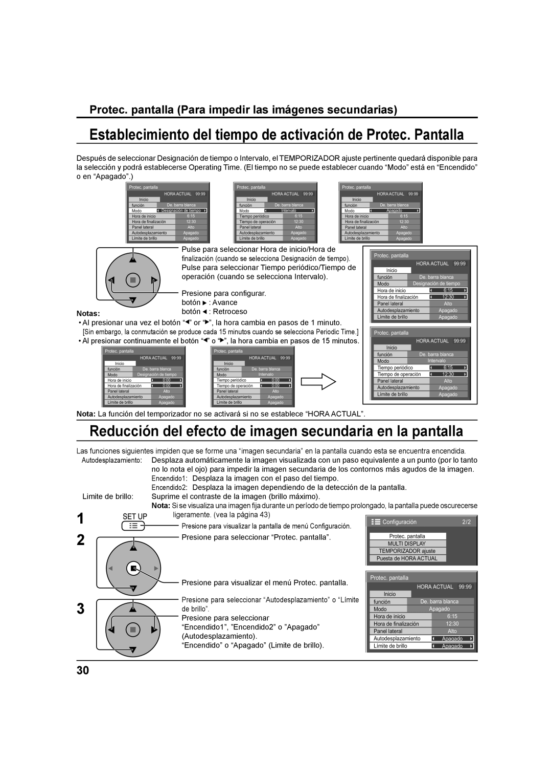 Panasonic TH 42PH9UK, TH-37PH9UK, TH 42PS9UK operating instructions Protec. pantalla Para impedir las imágenes secundarias 