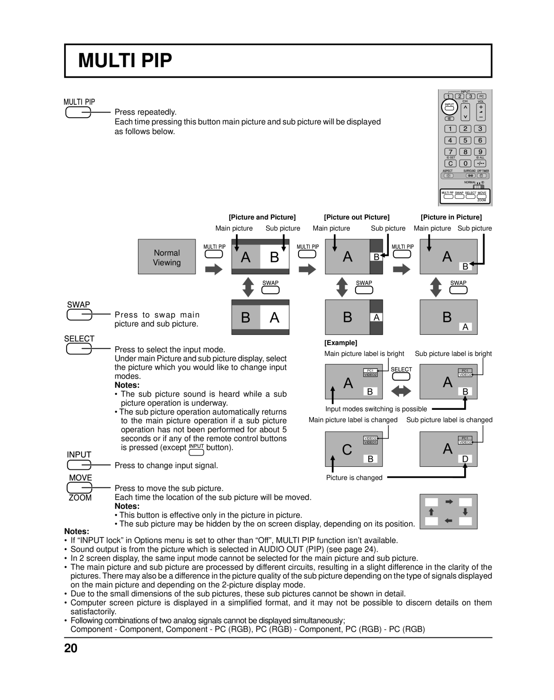 Panasonic TH-37PR10UA, TH-42PR10UA operating instructions Multi PIP 