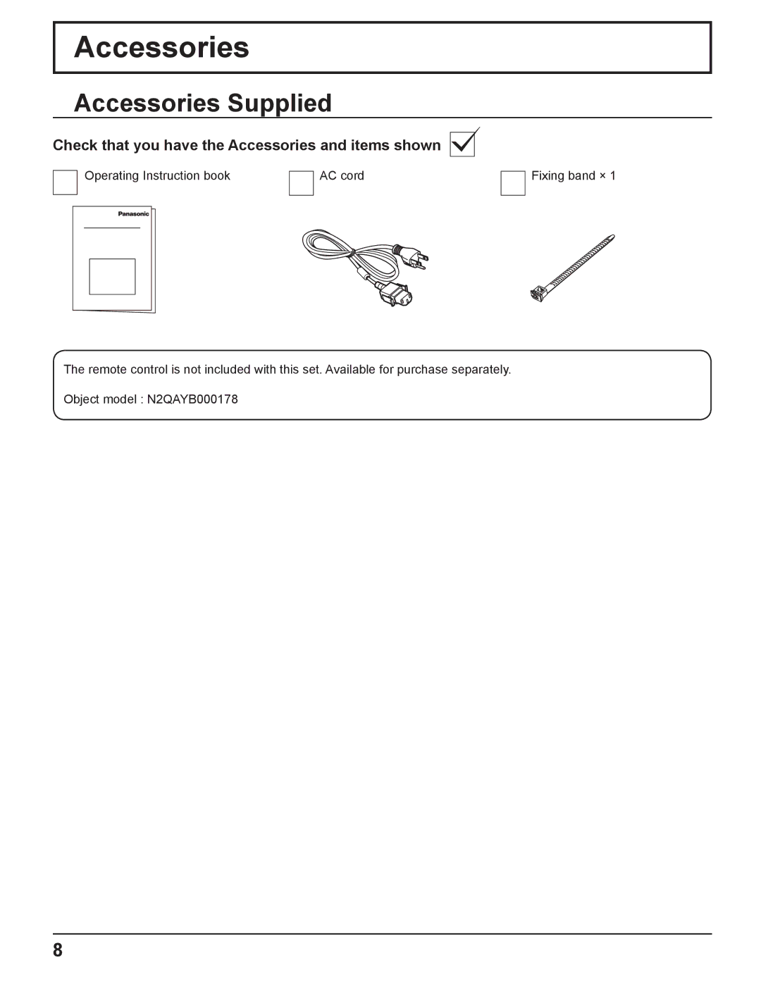 Panasonic TH-42PR11UH, TH-37PR11UH manual Accessories Supplied, Check that you have the Accessories and items shown 