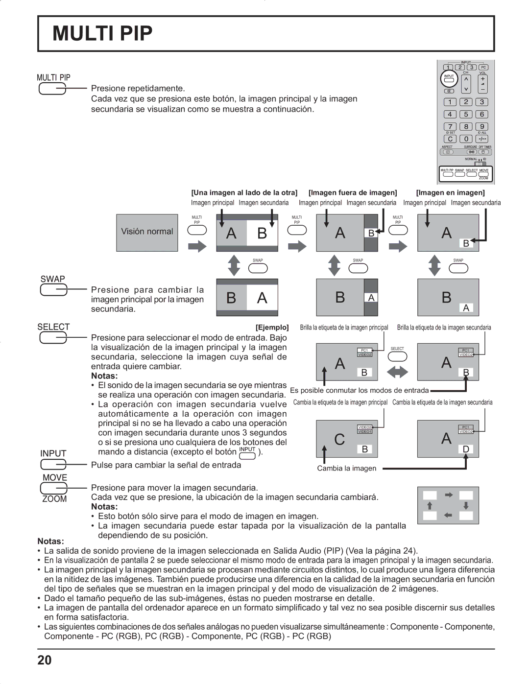 Panasonic TH-37PR9U, TH-37PG9U, TH-42PG9U, TH-42PR9U Secundaria, seleccione la imagen cuya señal de, Entrada quiere cambiar 