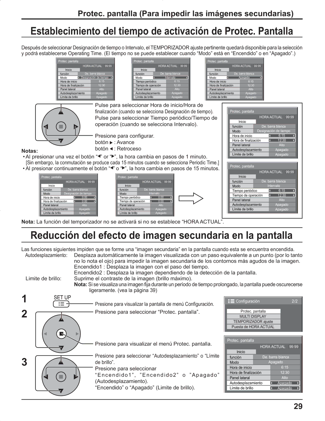 Panasonic TH-37PG9U, TH-37PR9U, TH-42PG9U, TH-42PR9U manual Protec. pantalla Para impedir las imágenes secundarias 