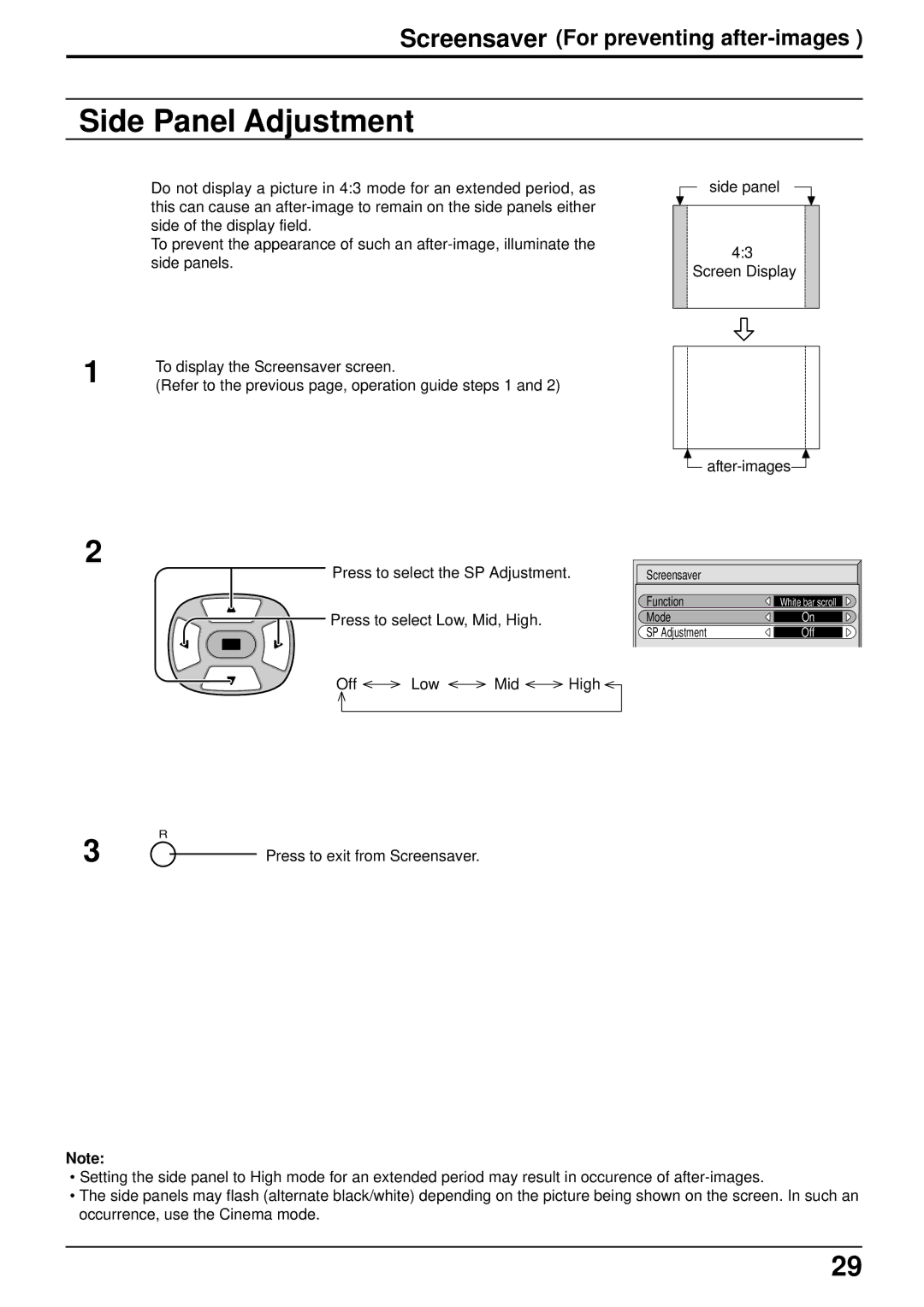 Panasonic TH-37PW4 operating instructions Side Panel Adjustment 