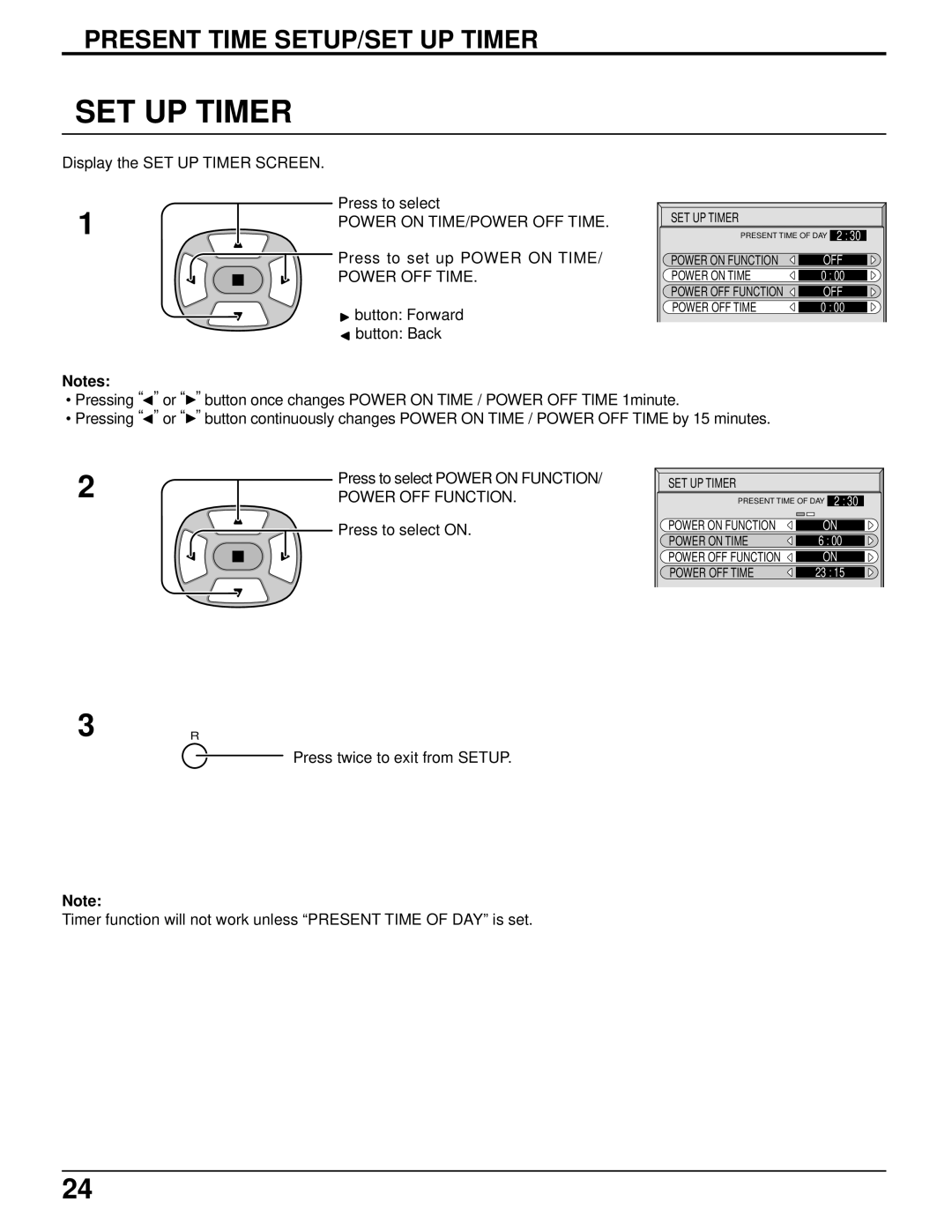 Panasonic TH-37PWD6UX, TH-42PWD6UX manual SET UP Timer, Power on TIME/POWER OFF Time, Power OFF Time, Power OFF Function 