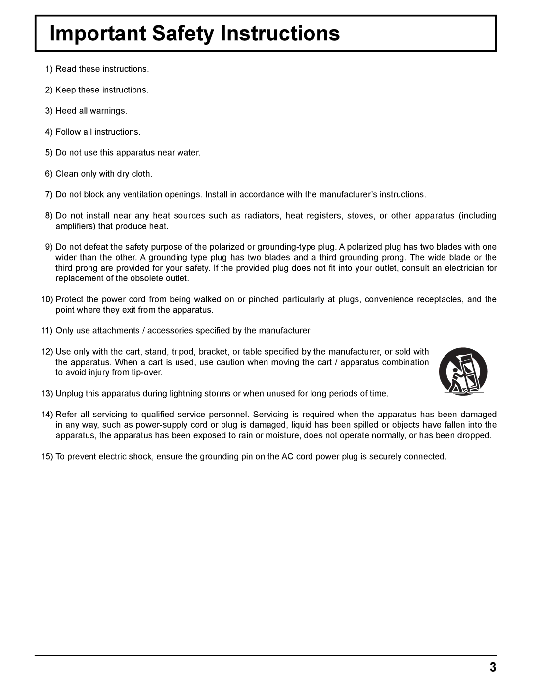 Panasonic TH-42PWD8UK, TH-37PWD8UK, TH-50PHD8UK, TH-37PHD8UK, TH-42PHD8UK manual Important Safety Instructions 