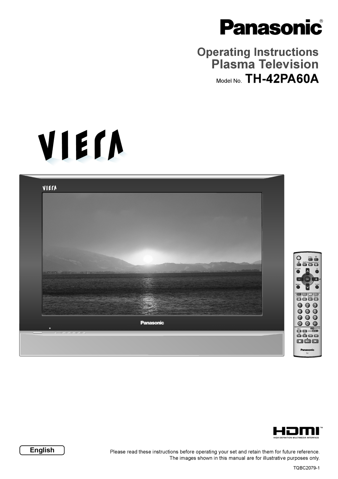 Panasonic TH-42PA60AC manual Plasma Television, English 