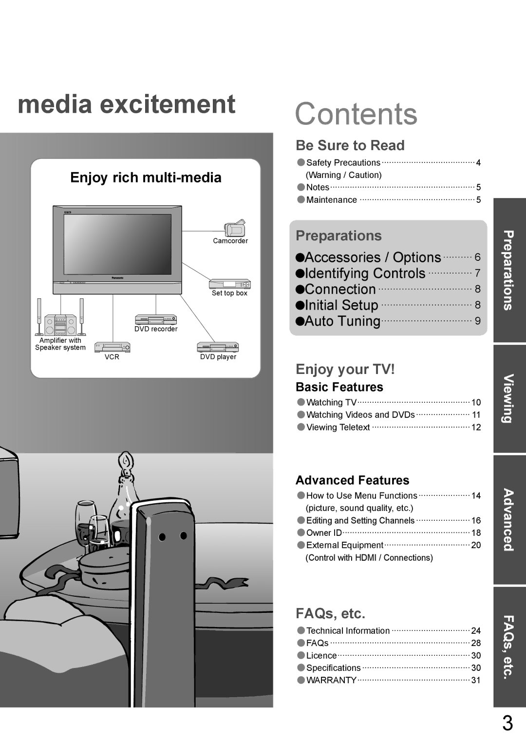 Panasonic TH-42PA60AC manual Contents 