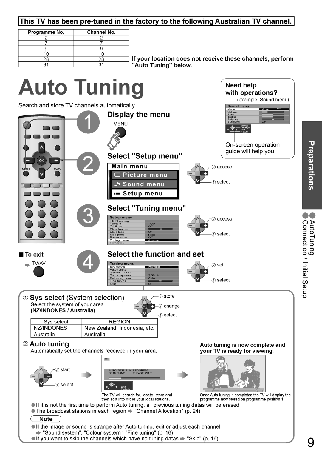 Panasonic TH-42PA60AC manual Display the menu, Select Setup menu, Select Tuning menu, Need help With operations? 