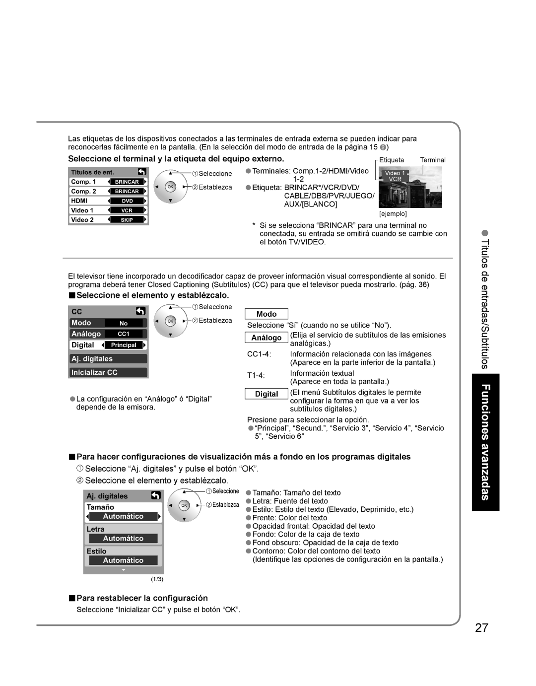 Panasonic TH-42PD60U, TH-42PD60X, TH 42PD60U manual Seleccione el terminal y la etiqueta del equipo externo 